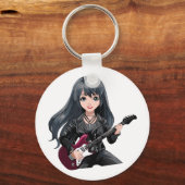 Emo girl with long black hair sleutelhanger (Voorkant)