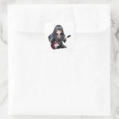 Emo girl with long black hair vierkante sticker (Tas)