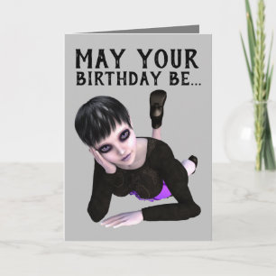 EMO GOTHIC GIRL, TWISTED BIRTHDAY CARDS KAART