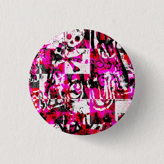 Emo Graffiti Roze Checkers Ronde Button 3,2 Cm (Voorkant)