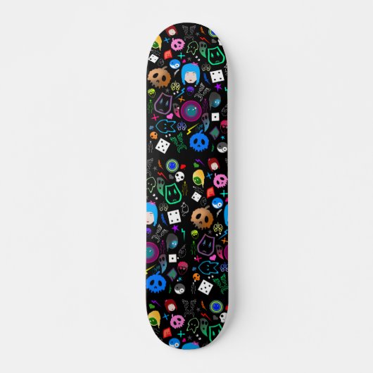 Emo Halloween Pattern Skateboard (Voorkant)