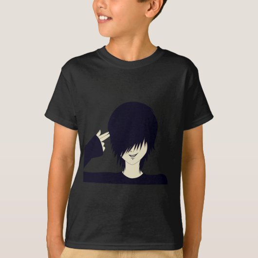 Emo-kind met pistool met vinger t-shirt (Voorkant)