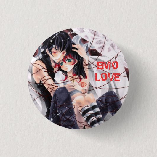 Emo-liefde Ronde Button 3,2 Cm (Voorkant)