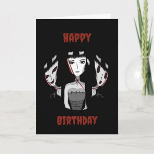 Emo Meisje Handgetekende Verjaardag Kaart