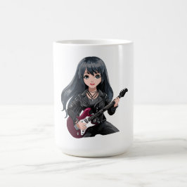 Emo meisje met lang zwart haar koffiemok