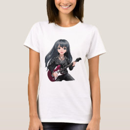Emo meisje met lang zwart haar t-shirt