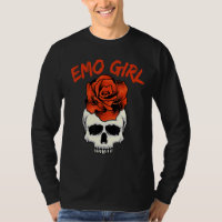 Emo Meisje Roze Schedel Met Roos Emo Gothic Emotio