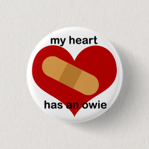 Emo op het hart ronde button 3,2 cm