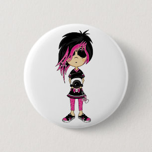 Emo Punk Girl Badge Ronde Button 5,7 Cm