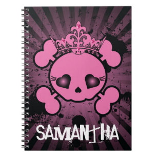 EMO Roze Crossbones Girly Spiral notebook Notitieboek