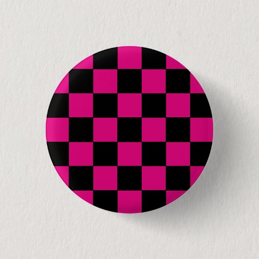 Emo roze en zwart checkboard ronde button 3,2 cm (Voorkant)