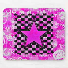 Emo Roze Graffiti Star Checkers Muismat