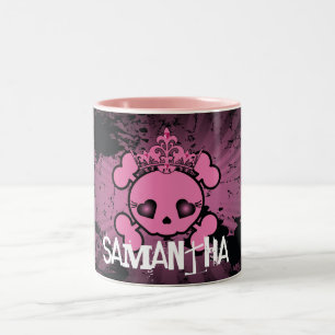EMO Roze Schedel Kruisbeenderen Girly Koffie Mok C