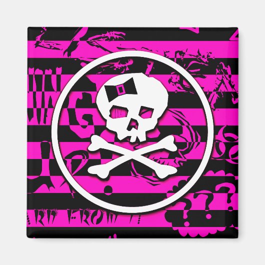 Emo Scene Skull & Botten Magnet Magneet (Voorkant)