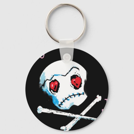 Emo Skulls & Hearts: "Ik hou van je dood" accessoi Sleutelhanger (Voorkant)