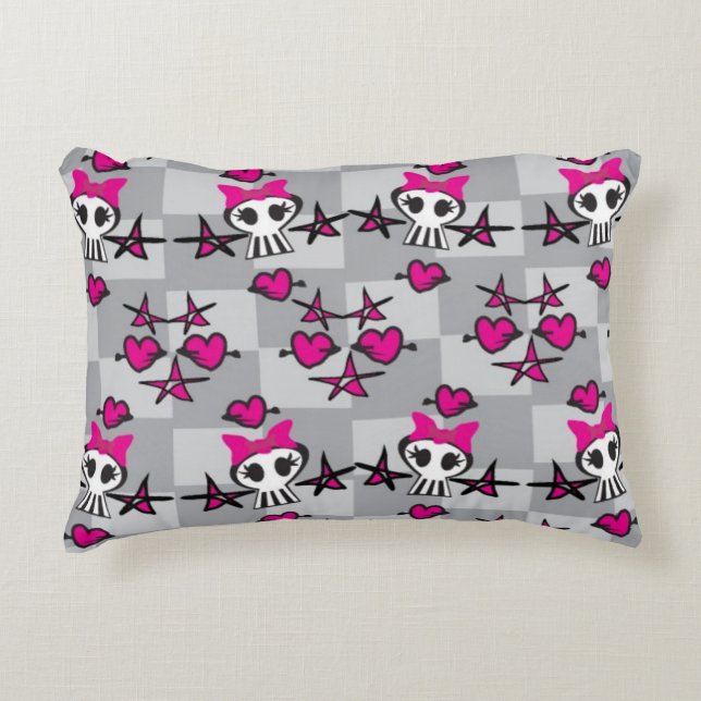 Emo Skulls Pattern Accent Kussen (Voorkant)