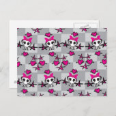 Emo Skulls Pattern Briefkaart (Voorkant / Achterkant)