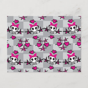 Emo Skulls Pattern Briefkaart
