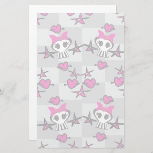 Emo Skulls Pattern Briefpapier (Voorkant / Achterkant)