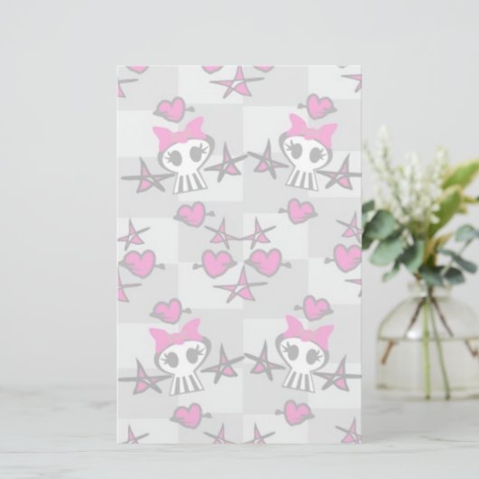 Emo Skulls Pattern Briefpapier (Staand voorkant)