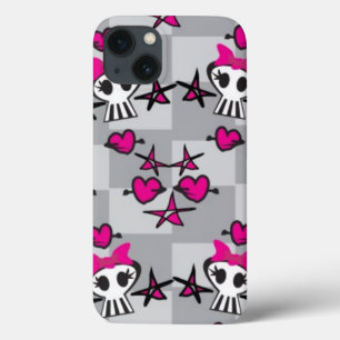 Emo Skulls Pattern iPhone 13 Hoesje