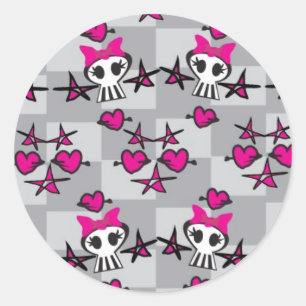 Emo Skulls Pattern Ronde Sticker
