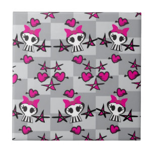 Emo Skulls Pattern Tegeltje