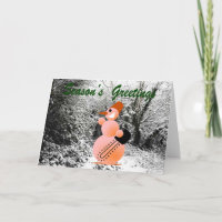 EMO Snowman die een Wenskaart met kerstbomen krijg