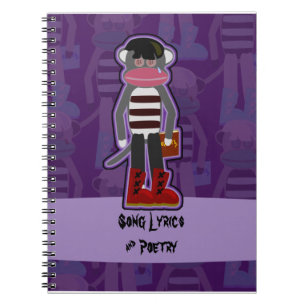 Emo Sock Monkey Cartoon Fun Art Design Notitieboek