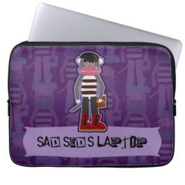 Emo Sock Monkey Paarse Funny Cartoon Art Laptop Sleeve