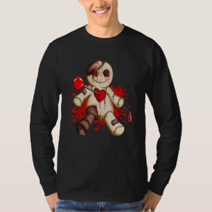 Emo Voodoo Horror Enge Doll Naald Hart T-shirt
