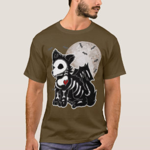 Emo Wolf Skeleton Full Moon Anime Gothic Aesthetis T-shirt