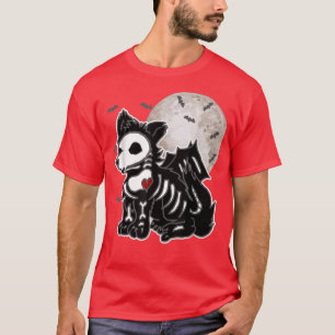 Emo Wolf Skeleton Full Moon Anime Gothic Aesthetis T-shirt