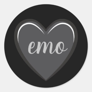 Emo Zwart en Grijs Hart Grafisch Ronde Sticker