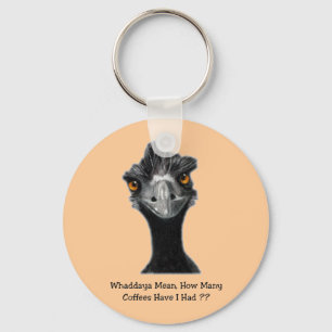 Emoe: Grappig, Humor: Te veel koffie: Kunst Sleutelhanger