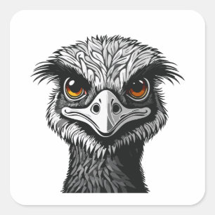 Emoe vogel hoofd vierkante sticker