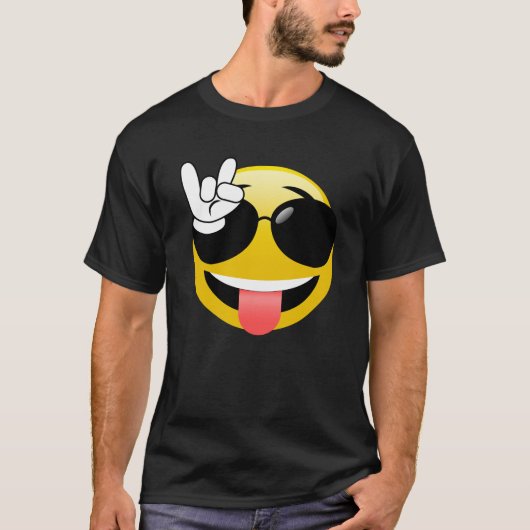 Emoji avec la roche sur le T-shirt de mains (Devant)