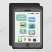 Emoji Birthday Party Kaart (Voorkant / Achterkant)