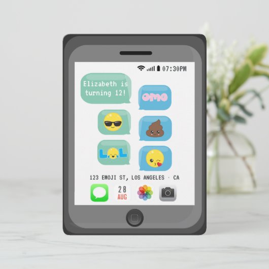 Emoji Birthday Party Kaart (Staand voorkant)