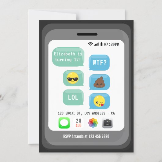 Emoji Birthday Party Magnetische Uitnodiging (Voorkant)