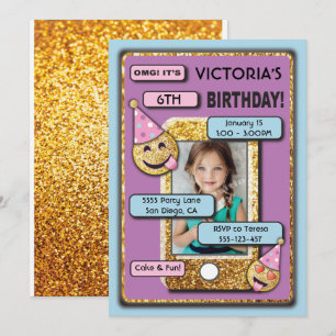 Emoji Birthday Party - uitnodiging voor tekstverbi