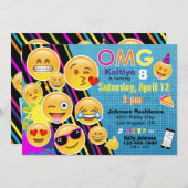 Emoji Birthday Uitnodiging (Voorkant / Achterkant)