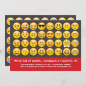 Emoji Birthday Uitnodiging (Voorkant / Achterkant)