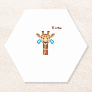 Emoji blij huilen giraffe gezicht kartonnen onderzetters