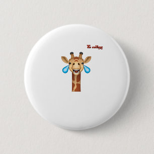Emoji blij huilen giraffe gezicht ronde button 5,7 cm