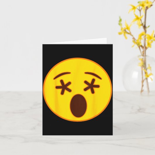 Emoji Crossed Out Eyes Yellow Smile Face Kaart (Gele Bloem)