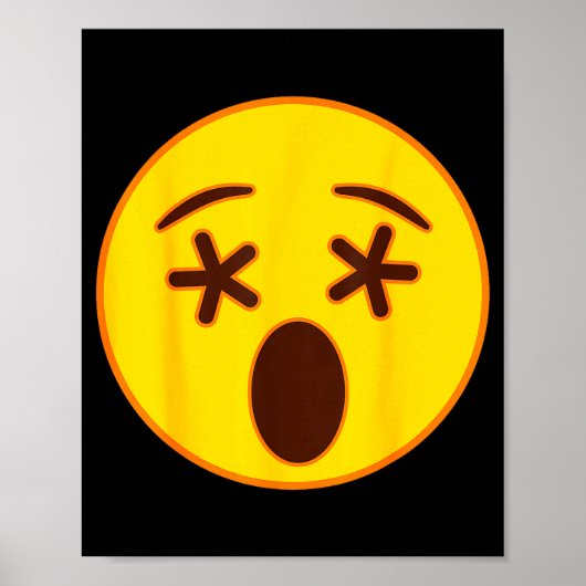 Emoji Crossed Out Eyes Yellow Smile Face  Poster (Voorkant)