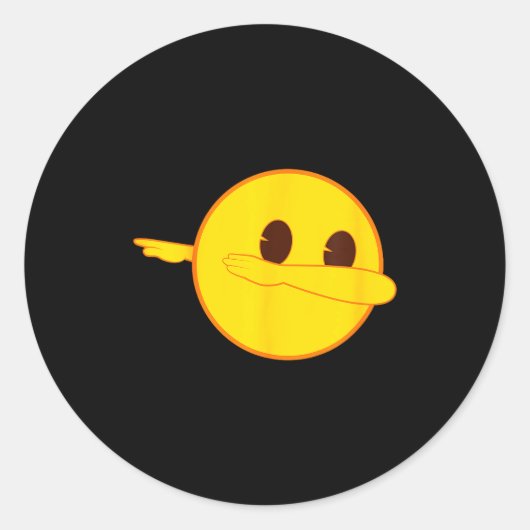 Emoji Dab Dabbing Yellow Smile Face Ronde Sticker (Voorkant)