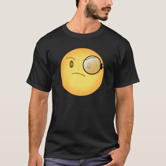 Emoji Emoticon Face Emotion Icon Arrogant Monocle  T-shirt (Voorkant)