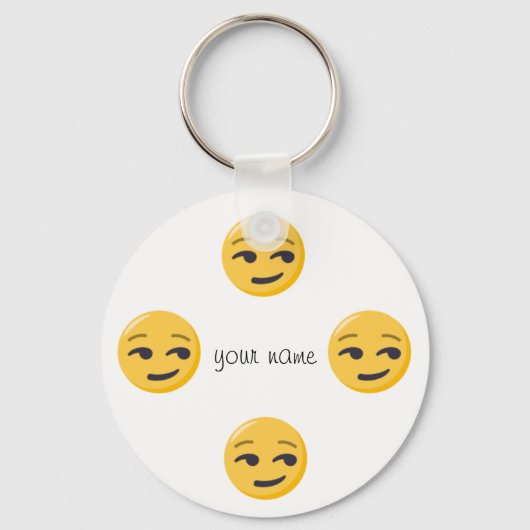 Emoji Face en '' Jouw naam here " Sleutelhanger (Voorkant)